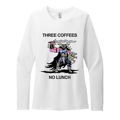 Wizard Of Barge Three Coffees No Lunch Womens CVC Long Sleeve Shirt