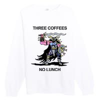 Wizard Of Barge Three Coffees No Lunch Premium Crewneck Sweatshirt