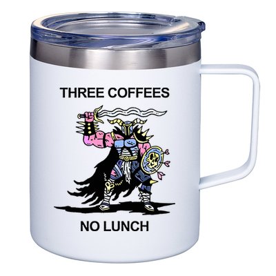 Wizard Of Barge Three Coffees No Lunch 12oz Stainless Steel Coffee Mug