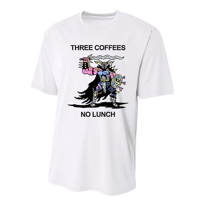 Wizard Of Barge Three Coffees No Lunch Youth Performance Sprint T-Shirt