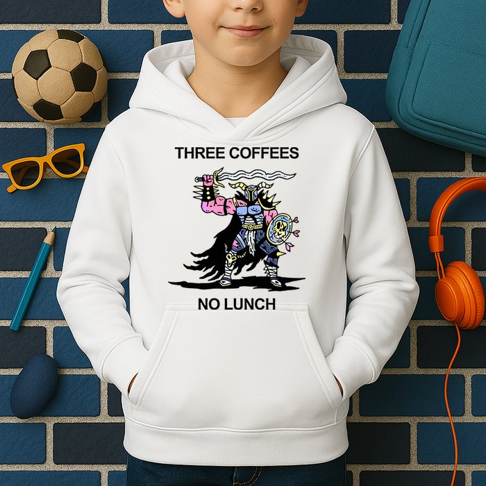 Wizard Of Barge Three Coffees No Lunch Kids Hoodie