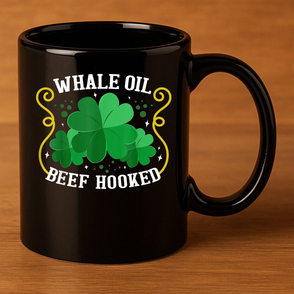 Whale Oil Beef Hooked Saint Patricks Day 11oz C Handle Ceramic Mug