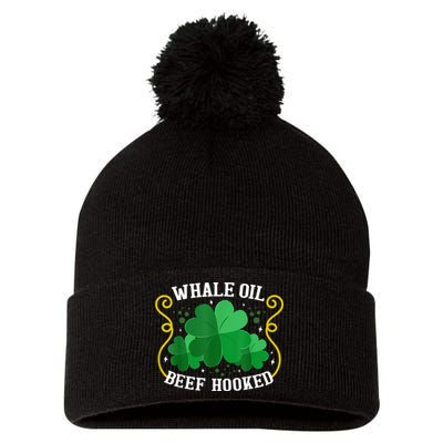 Whale Oil Beef Hooked Saint Patricks Day Pom Pom 12in Knit Beanie