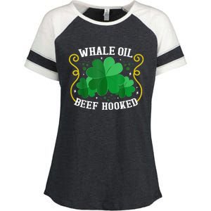 Whale Oil Beef Hooked Saint Patricks Day Enza Ladies Jersey Colorblock Tee