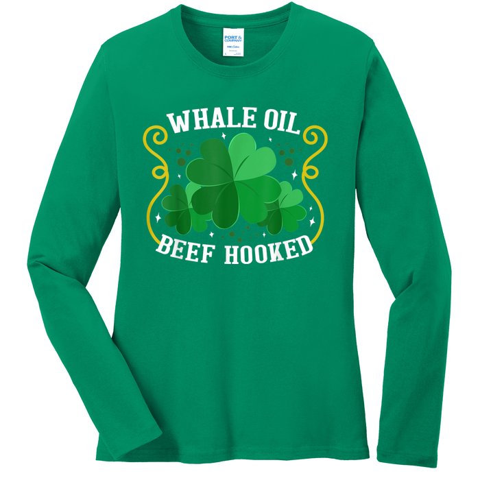 Whale Oil Beef Hooked Saint Patricks Day Ladies Long Sleeve Shirt