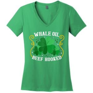 Whale Oil Beef Hooked Saint Patricks Day Women's V-Neck T-Shirt