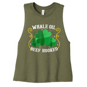 Whale Oil Beef Hooked Saint Patricks Day Women's Racerback Cropped Tank