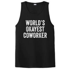 Worlds Okayest Coworker Employee Funny Worker Distressed Cool Gift PosiCharge Competitor Tank