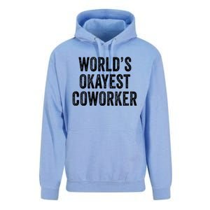 Worlds Okayest Coworker Employee Funny Worker Distressed Cool Gift Unisex Surf Hoodie