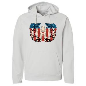 Warrant Officer Corps Eagle Rising Retro Flag Performance Fleece Hoodie