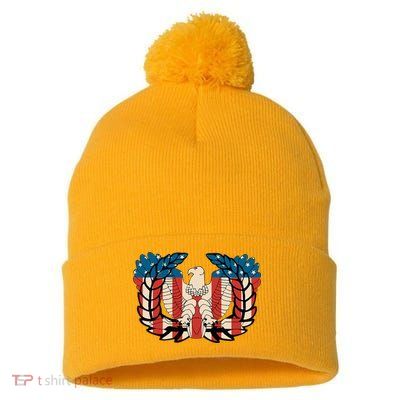 Warrant Officer Corps Eagle Rising Retro Flag Pom Pom 12in Knit Beanie