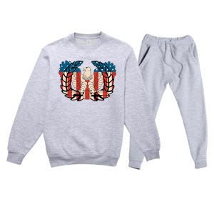 Warrant Officer Corps Eagle Rising Retro Flag Premium Crewneck Sweatsuit Set