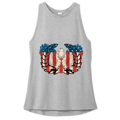 Warrant Officer Corps Eagle Rising Retro Flag Ladies PosiCharge Tri-Blend Wicking Tank