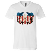 Warrant Officer Corps Eagle Rising Retro Flag V-Neck T-Shirt