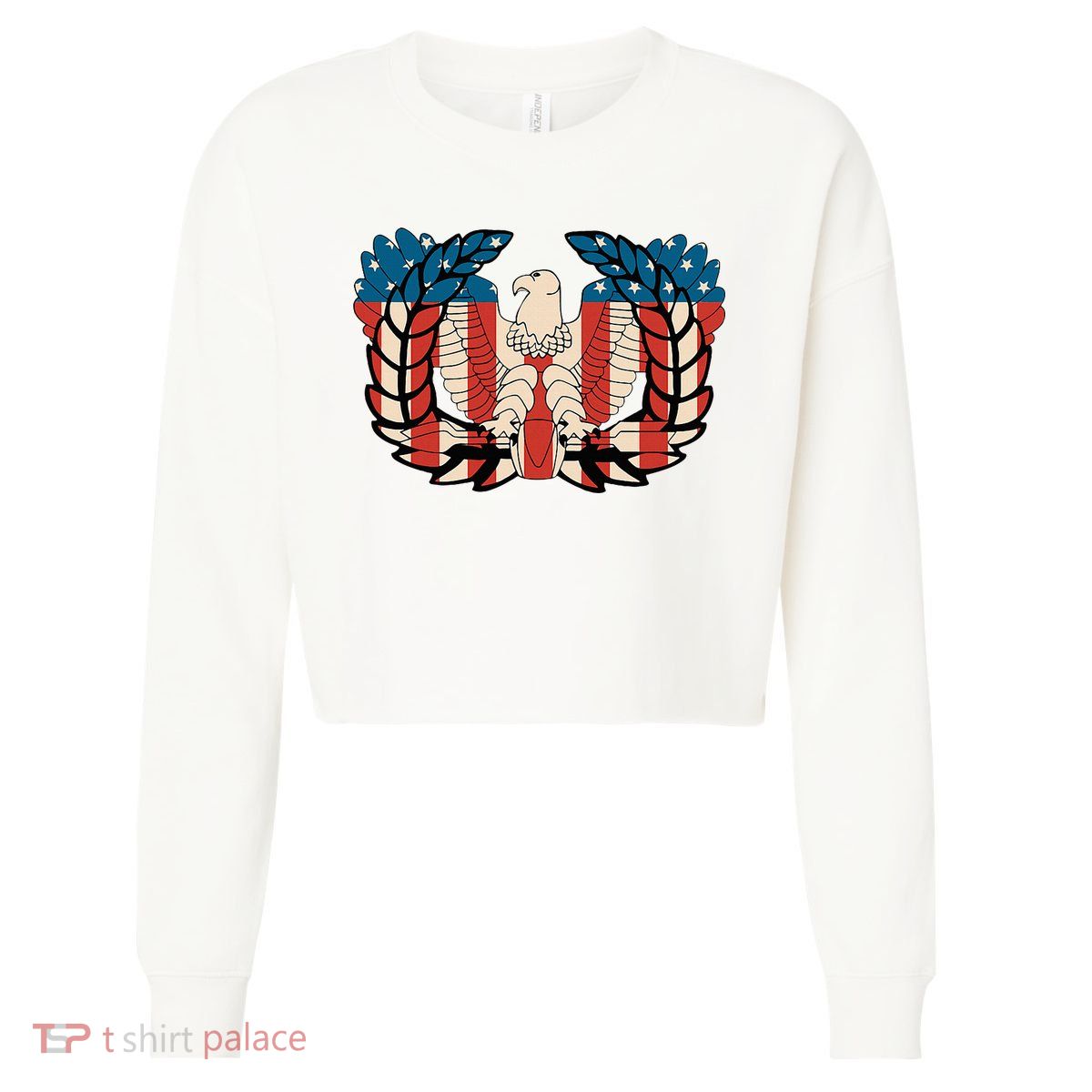 Warrant Officer Corps Eagle Rising Retro Flag Cropped Pullover Crew