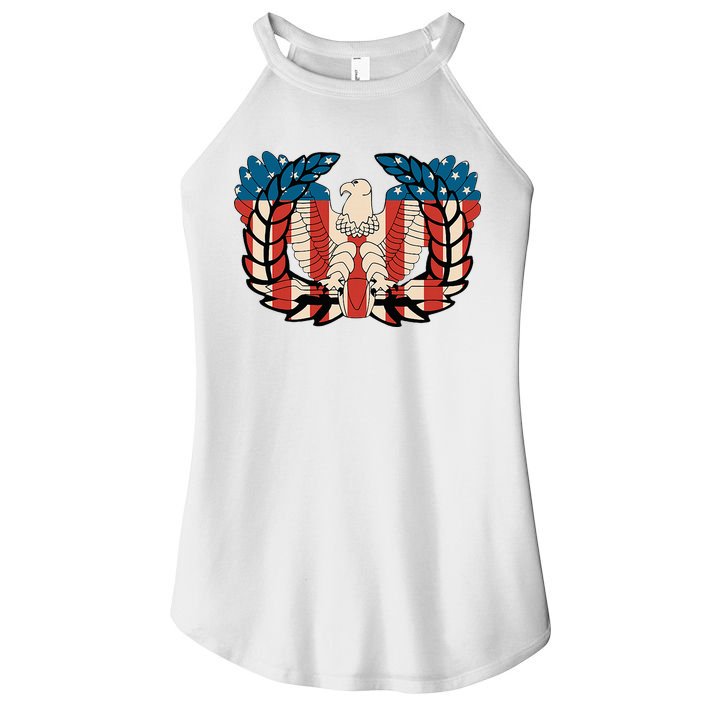 Warrant Officer Corps Eagle Rising Retro Flag Women's Perfect Tri Rocker Tank