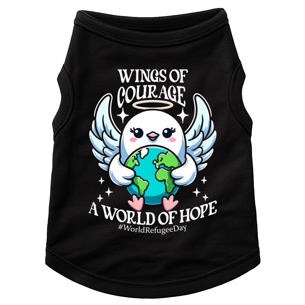 Wings Of Courage World Of Hope World Refugee Day Dove Earth Gift Doggie Tank