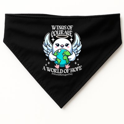 Wings Of Courage World Of Hope World Refugee Day Dove Earth Gift USA-Made Doggie Bandana