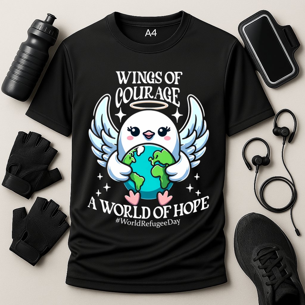 Wings Of Courage World Of Hope World Refugee Day Dove Earth Gift Cooling Performance Crew T-Shirt