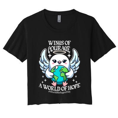 Wings Of Courage World Of Hope World Refugee Day Dove Earth Gift Crop Top