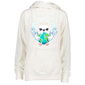 Wings Of Courage World Of Hope World Refugee Day Dove Earth Gift Womens Funnel Neck Pullover Hood