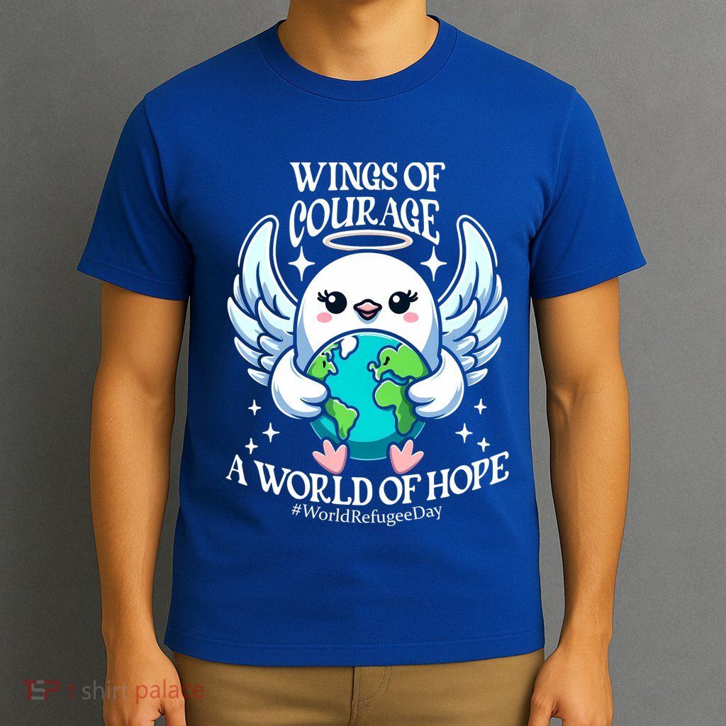 Wings Of Courage World Of Hope World Refugee Day Dove Earth Gift T-Shirt