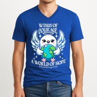 Wings Of Courage World Of Hope World Refugee Day Dove Earth Gift V-Neck T-Shirt