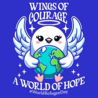 Wings Of Courage World Of Hope World Refugee Day Dove Earth Gift V-Neck T-Shirt