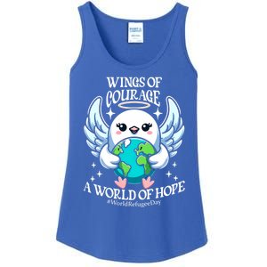 Wings Of Courage World Of Hope World Refugee Day Dove Earth Gift Ladies Essential Tank