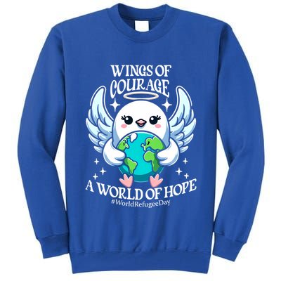 Wings Of Courage World Of Hope World Refugee Day Dove Earth Gift Tall Sweatshirt