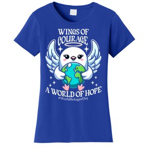 Wings Of Courage World Of Hope World Refugee Day Dove Earth Gift Women's T-Shirt