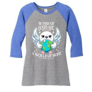 Wings Of Courage World Of Hope World Refugee Day Dove Earth Gift Women's Tri-Blend 3/4-Sleeve Raglan Shirt