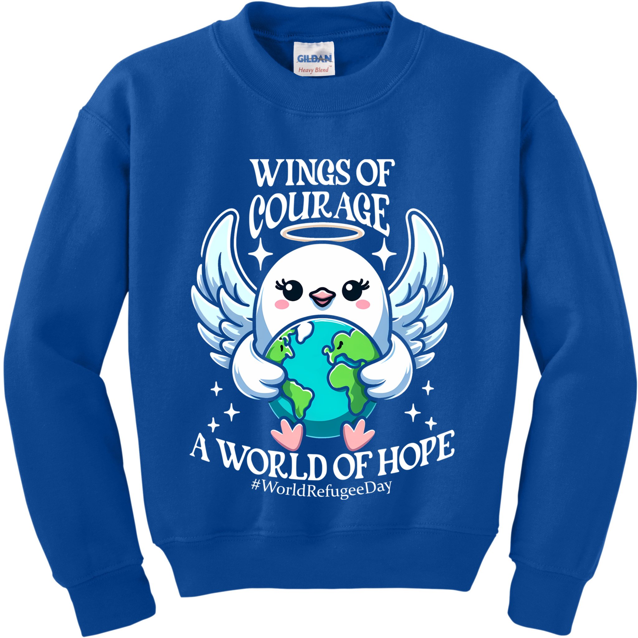 Wings Of Courage World Of Hope World Refugee Day Dove Earth Gift Kids Sweatshirt