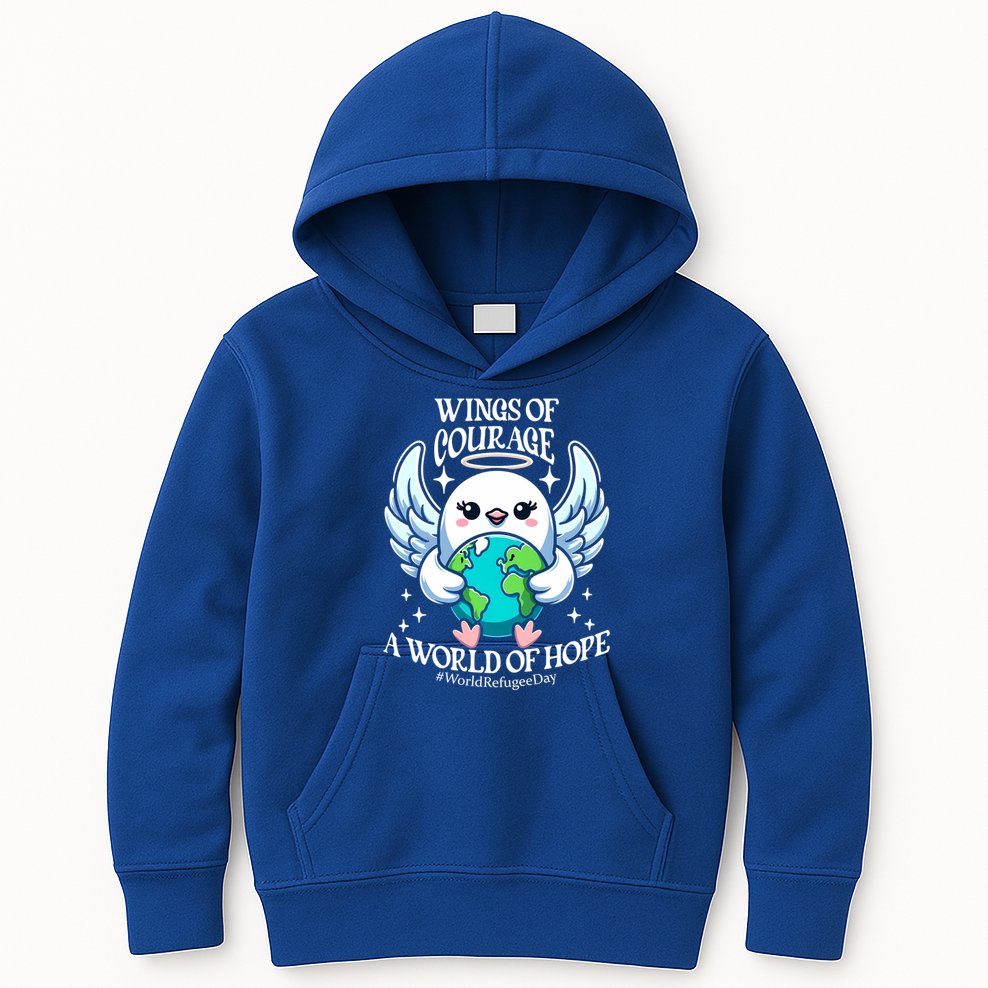 Wings Of Courage World Of Hope World Refugee Day Dove Earth Gift Kids Hoodie