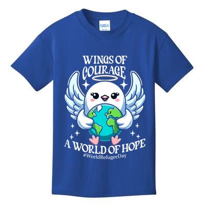 Wings Of Courage World Of Hope World Refugee Day Dove Earth Gift Kids T-Shirt