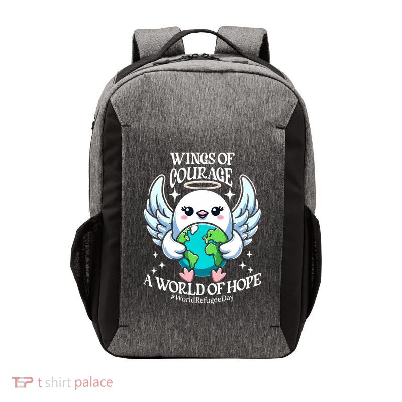 Wings Of Courage World Of Hope World Refugee Day Dove Earth Gift Vector Backpack