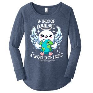 Wings Of Courage World Of Hope World Refugee Day Dove Earth Gift Women's Perfect Tri Tunic Long Sleeve Shirt