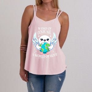 Wings Of Courage World Of Hope World Refugee Day Dove Earth Gift Women's Strappy Tank