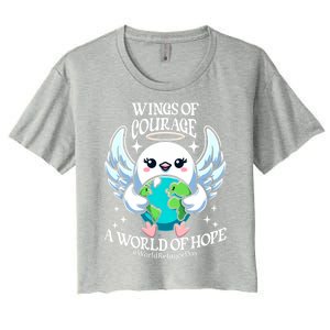 Wings Of Courage World Of Hope World Refugee Day Dove Earth Gift Women's Crop Top Tee