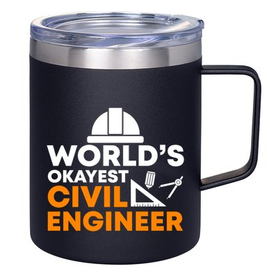 Worlds Okayest Civil Engineer Civil Engineer Dad Funny Gift 12oz Stainless Steel Coffee Mug