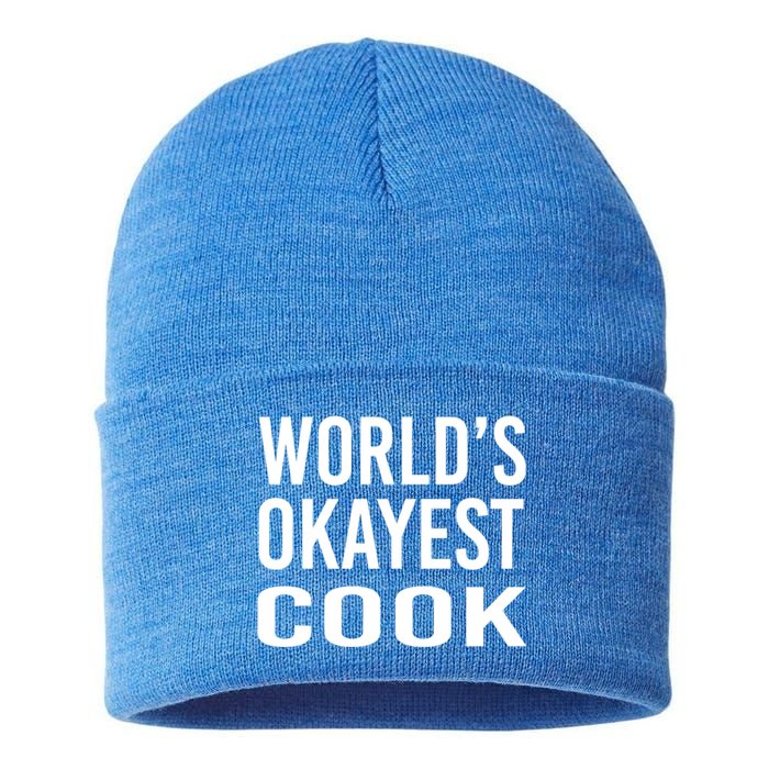 Worlds Okayest Cook Funny Chef Gift Sustainable Knit Beanie