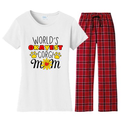 Worlds Okayest Corgi Mom Dog Lover Dog Mom Women's Flannel Pajama Set