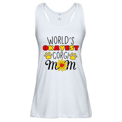 Worlds Okayest Corgi Mom Dog Lover Dog Mom Ladies Essential Flowy Tank