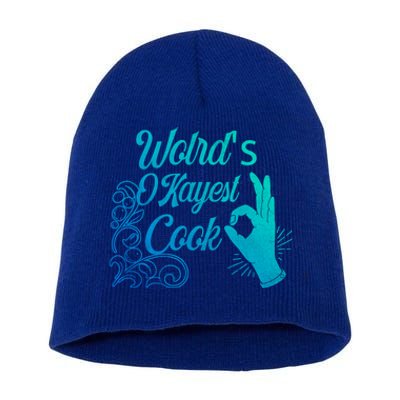 Worlds Okayest Cook Funny Sarcastic Gift For Chefs Gift Short Acrylic Beanie