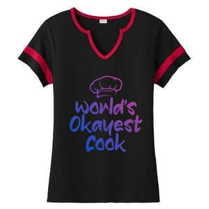 Worlds Okayest Cook Funny Saying Tee For Unisex Cooking Ent Gift Ladies Halftime Notch Neck Tee