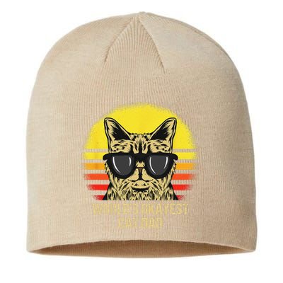 Worlds Okayest Cat Dad Fathers Day Cat Daddy Sustainable Beanie