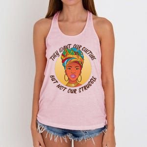 Want Our Culture Not Our Struggle African Female Women's Knotted Racerback Tank