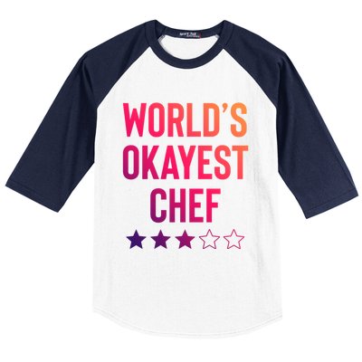 Worlds Okayest Chef Funny Birthday Christmas Gag Gift Funny Gift Baseball Sleeve Shirt