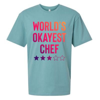 Worlds Okayest Chef Funny Birthday Christmas Gag Gift Funny Gift Sueded Cloud Jersey T-Shirt