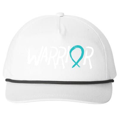 Warrior Ovarian Cancer Carcinoma Gynecology Teal Ribbon Gift Snapback Five-Panel Rope Hat